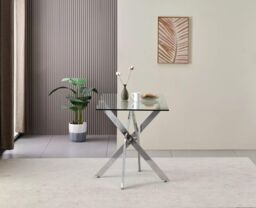KOSY KOALA Glass Dining Table with Chrome legs, Rectangle, Living / Dining Room in Clear - thumbnail 4