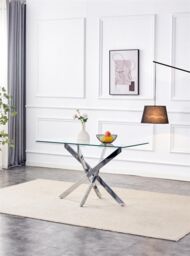 KOSY KOALA Glass Dining Table with Chrome legs, Rectangle, Living / Dining Room in Clear