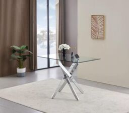 KOSY KOALA Glass Dining Table with Chrome legs, Rectangle, Living / Dining Room in Clear - thumbnail 5