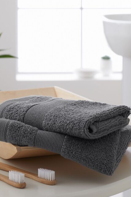 Catherine Lansfield 'Anti Bacterial' Cotton Towels in Charcoal - image 1
