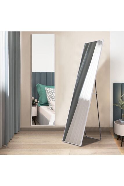 Living and Home 37cm W x 147cm H Rectangular Full Length Mirror Freestanding Dressing Mirror in White - Size: 37 cm W x 147 cm H - image 1