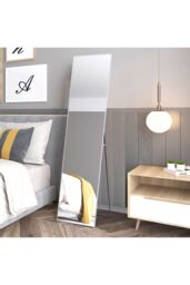Living and Home 37cm W x 147cm H Rectangular Full Length Mirror Freestanding Dressing Mirror in White - Size: 37 cm W x 147 cm H - thumbnail 2