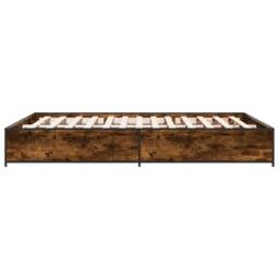 Berkfield Home Bed Frame without Mattress Smoked Oak 135x190 cm Double in Brown - thumbnail 5