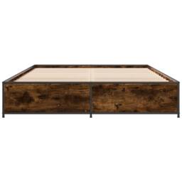 Berkfield Home Bed Frame without Mattress Smoked Oak 135x190 cm Double in Brown - thumbnail 4