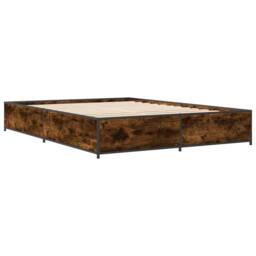 Berkfield Home Bed Frame without Mattress Smoked Oak 135x190 cm Double in Brown - thumbnail 3