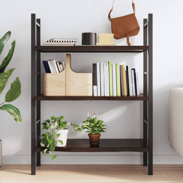 Berkfield Home Wall Shelf Dark Grey 100x60x(2-4) cm Treated Solid Wood Oak - image 1