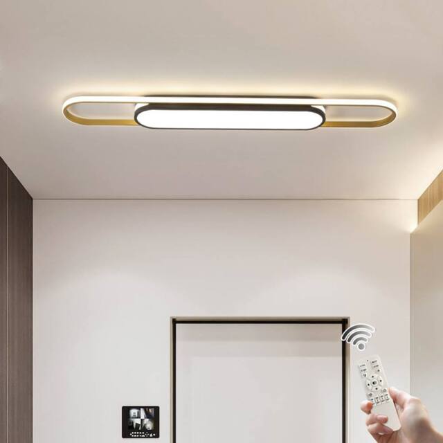 NIVOR 1 Lamp 48W Linear Acrylic LED Ceiling Light Dimmable with Remote in Gold - image 1
