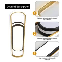 NIVOR 1 Lamp 48W Linear Acrylic LED Ceiling Light Dimmable with Remote in Gold - thumbnail 3
