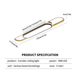 NIVOR 1 Lamp 48W Linear Acrylic LED Ceiling Light Dimmable with Remote in Gold - thumbnail 2