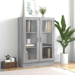 Berkfield Home Vitrine Cabinet Grey Sonoma 82.5x30.5x115 cm Engineered Wood - thumbnail 2