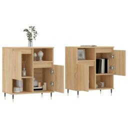 Berkfield Home Sideboards 2 pcs Sonoma Oak Engineered Wood in Light Oak - thumbnail 1