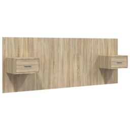 Berkfield Home Bed Headboard with Cabinets Sonoma Oak Engineered Wood in Brown - thumbnail 2