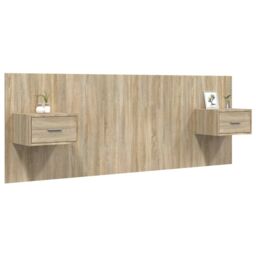 Berkfield Home Bed Headboard with Cabinets Sonoma Oak Engineered Wood in Brown - thumbnail 3