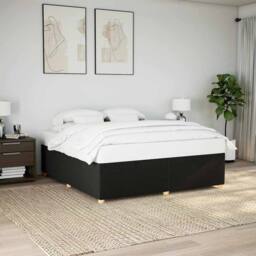 Berkfield Home Soft Bed Frame without Mattress Black¬†Super King Fabric in Black - Size: Super King - thumbnail 2