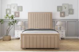 "Sloomy Pemberton Plush Deep-Sided Bed Frame With 50"" Upholstered Headboard in Stone - Size: Small Single" - thumbnail 1