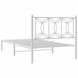 Berkfield Home Metal Bed Frame without Mattress with Headboard White 100x190cm - Size: 100x190 cm - thumbnail 6