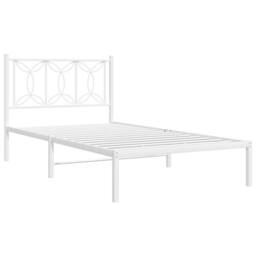 Berkfield Home Metal Bed Frame without Mattress with Headboard White 100x190cm - Size: 100x190 cm - thumbnail 3