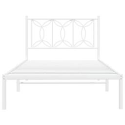 Berkfield Home Metal Bed Frame without Mattress with Headboard White 100x190cm - Size: 100x190 cm - thumbnail 4