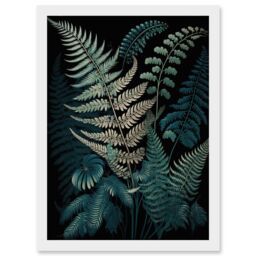 Artery8 Fern Frond Detailed Botanical Species Illustration Artwork Framed Wall Art Print A4 in White - thumbnail 1