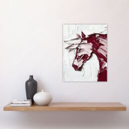 "Artery8 Horse Modern Abstract Animal Thick Paint Wall Art Print in Red - Size: W18"" x H24""" - thumbnail 4