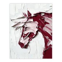 "Artery8 Horse Modern Abstract Animal Thick Paint Wall Art Print in Red - Size: W18"" x H24""" - thumbnail 1