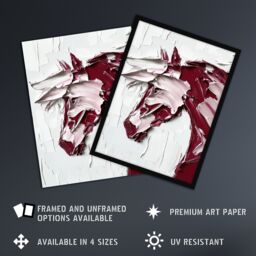 "Artery8 Horse Modern Abstract Animal Thick Paint Wall Art Print in Red - Size: W18"" x H24""" - thumbnail 2