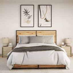 Berkfield Home Stylish Bedside Cabinets with LED Lights 2 pcs Sonoma Oak Enginee in Natural - thumbnail 4