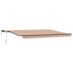 Berkfield Home Manual Retractable Awning with LED Multicolour Stripe 400x300 cm in Orange
