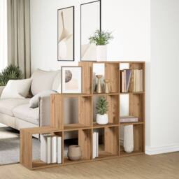Berkfield Home Room Divider Bookcase 4-Tier Sonoma Oak 131.5x29x131.5 cm Wood in Brown - thumbnail 4