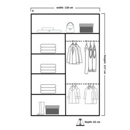 Sliding Wardrobes 4U Modern Sliding Wardrobe with LED Light W120cm x H217cm x D62cm in Grey - thumbnail 2