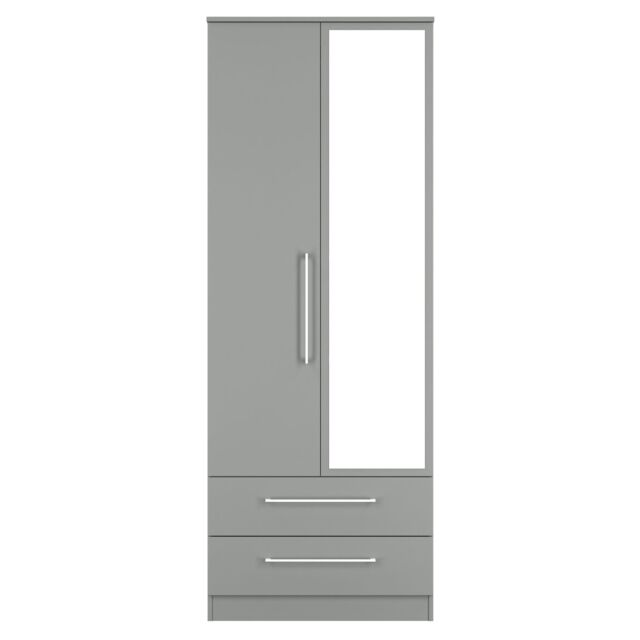 Ready Assembled 2 U Gloucester Tall 2 Door 2drw Mirrored Wardrobe (Ready Assembled) in Dark Grey - image 1