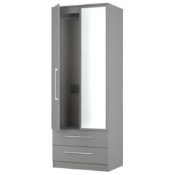 Ready Assembled 2 U Gloucester Tall 2 Door 2drw Mirrored Wardrobe (Ready Assembled) in Dark Grey - thumbnail 5