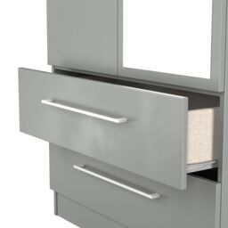 Ready Assembled 2 U Gloucester Tall 2 Door 2drw Mirrored Wardrobe (Ready Assembled) in Dark Grey - thumbnail 6