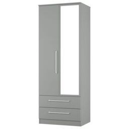 Ready Assembled 2 U Gloucester Tall 2 Door 2drw Mirrored Wardrobe (Ready Assembled) in Dark Grey - thumbnail 3