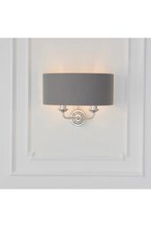 Netlighting Highclere Shade Wall Lamp Bright Nickel Plate Charcoal Fabric in Grey - thumbnail 2