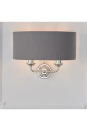 Netlighting Highclere Shade Wall Lamp Bright Nickel Plate Charcoal Fabric in Grey - thumbnail 6