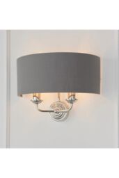 Netlighting Highclere Shade Wall Lamp Bright Nickel Plate Charcoal Fabric in Grey - thumbnail 4