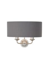 Netlighting Highclere Shade Wall Lamp Bright Nickel Plate Charcoal Fabric in Grey