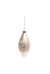 KDMD Pink Glass Droplet Bauble with Lace Detailing H12cm 2 Pack - thumbnail 1