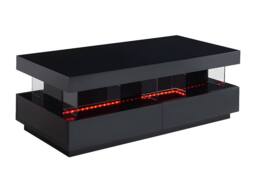 Vente-unique Coffee Table With 2 Drawers & 2 Niches With Leds - MDF & Tempered in Black - thumbnail 7