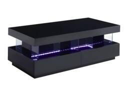 Vente-unique Coffee Table With 2 Drawers & 2 Niches With Leds - MDF & Tempered in Black - thumbnail 6