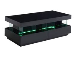Vente-unique Coffee Table With 2 Drawers & 2 Niches With Leds - MDF & Tempered in Black - thumbnail 8