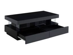 Vente-unique Coffee Table With 2 Drawers & 2 Niches With Leds - MDF & Tempered in Black - thumbnail 9