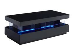 Vente-unique Coffee Table With 2 Drawers & 2 Niches With Leds - MDF & Tempered in Black - thumbnail 2