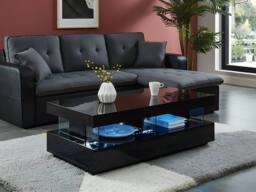 Vente-unique Coffee Table With 2 Drawers & 2 Niches With Leds - MDF & Tempered in Black - thumbnail 3