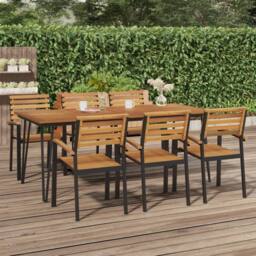 Berkfield Home Garden Table with Hairpin Legs 200x90x75 cm Solid Wood Acacia in Brown - Size: 200 x 90 x 75 cm - thumbnail 1