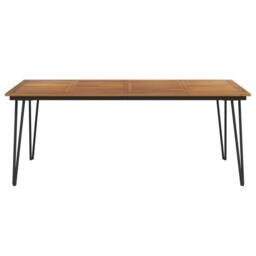 Berkfield Home Garden Table with Hairpin Legs 200x90x75 cm Solid Wood Acacia in Brown - Size: 200 x 90 x 75 cm - thumbnail 3