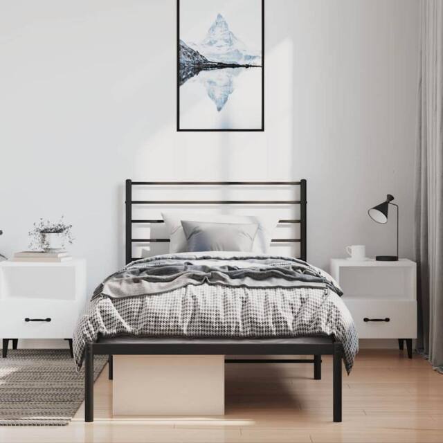 Berkfield Home Metal Bed Frame with Headboard Black 100x190 cm - image 1