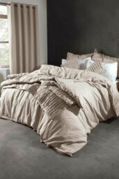 Lazy Linen 'Pure Washed Linen' Duvet Cover in Beige - Size: Double - thumbnail 3
