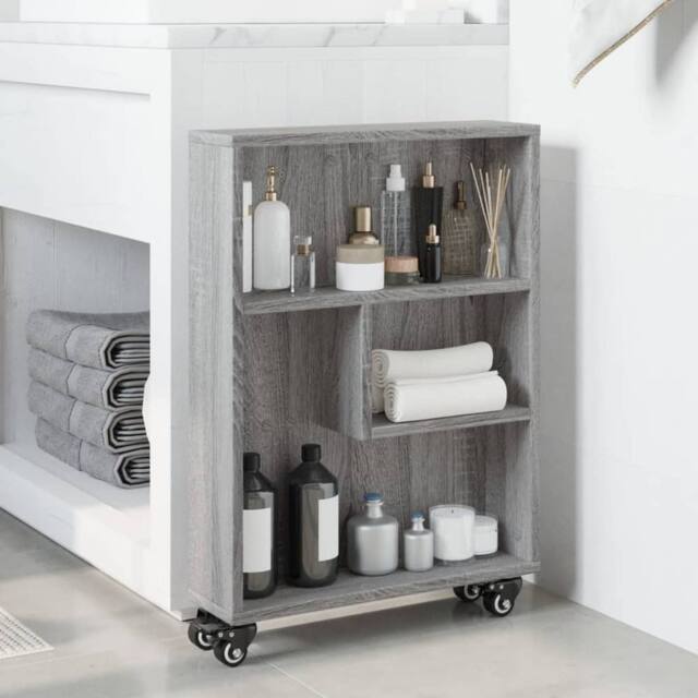 Berkfield Home Narrow Storage Trolley Grey Sonoma 48x13x68 cm Engineered Wood - Size: 48 x 13 x 68 cm - image 1